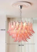 Axyaa Murano Glass Petal Shade Chandelier - White Pink Pendant Light