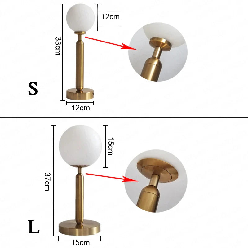 Axya LED Glass Ball Brass Table Lamp: Luxury Home Decor for Living Room Bedroom Office Study