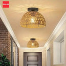 Axyaa Rattan Ceiling Lamp: Chinese Style Hand-woven Home Lighting Fixtures