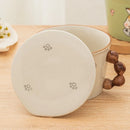 Axya Cat Cartoon Ceramic Instant Noodle Bowl with Cover - High Appearance Level