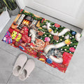 Axyaa Christmas Welcome Mat: Santa Claus Elk Print Non-Slip Floor Decor for Home & Kitchen