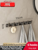 Axyaa Space Aluminum Kitchen and Bathroom Storage Hook Rack