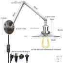Axyaa Industrial Lens Vintage Loft Wall Lamp with Swing Arms and Pull Chain Switch