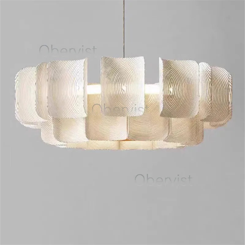 Axyaa White Acrylic LED Chandelier Minimalist Hanging Light Fixture for Bedroom, Dining, Living Room