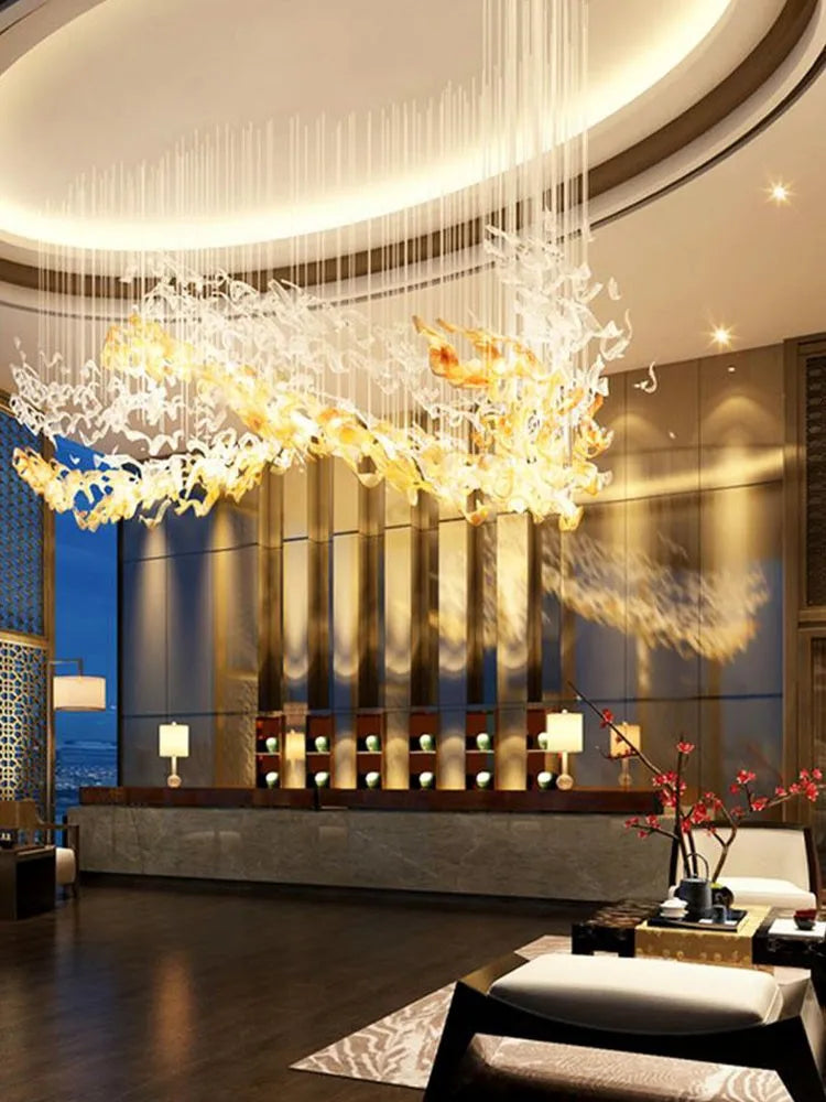 Axyaa Nordic Luxury Villa Modern Spiral Glass Chandelier