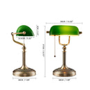 Axyaa Green/White Glass Bankers Desk Lamp with Zipper Switch for Living Room and Bedroom