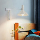 Axyaa Industrial Metal Wall Lamps with Extendable Arms in White, Black, or Red.