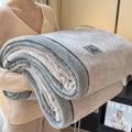 Axyaa White Knitted Velvet Throw Blanket Soft Fleece Bedspread Warm All-season Blanket