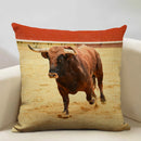 Axyaa Spain Bullfight Cushion Cover 45x45CM Linen Pillowcase