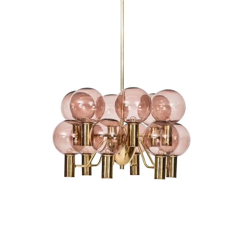 Axyaa Pink Glass Pendant Light: Modern LED Lamp for Luxurious Living Room Setting