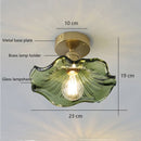 Axyaa Vintage Brass Glass Lotus Leaf Ceiling Light for Restaurant Bar Aisle