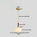 Axyaa Vintage Wood Pendant Light Fixture Hanging Lamp LED Green Glass