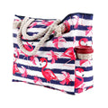 Axyaa Striped Canvas Beach Tote: Foldable, Lightweight, Water-Resistant Travel Bag