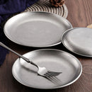 Axyaa Stainless Steel Industrial Cafe Tray - Retro Style Flat Barbecue Plate