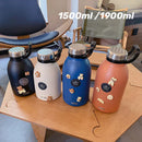 Axyaa Double Stainless Thermos Bottle With Straw - Portable Vacuum Flask for Outdoors