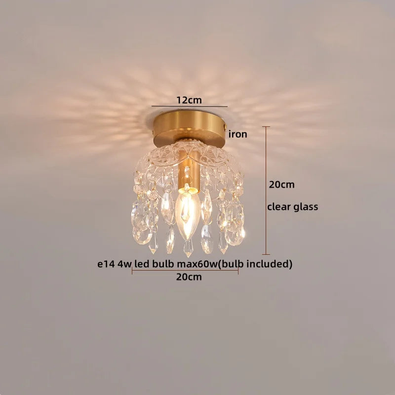 Axyaa Nordic Luxury LED Ceiling Light Copper Glass Luminaire