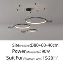 Axyaa Black Rings Pendant Light Chandelier Dimmable Remote Lamp Modern Minimalist Style