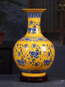 Axyaa Blue & White Porcelain Vase for Home Decor with Dracaena Sanderiana