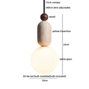 Axyaa Stone Wabi Sabi LED Pendant Light Fixture in Wood Yellow Travertine