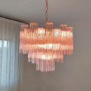 Axyaa Pink Glass Tube Chandelier - Modern Living Room Kitchen Dining Hanging Lamps