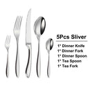 Axyaa Silver Stainless Steel 304 Dinner Set 25Pcs Western Cutlery Kitchen Utensils