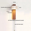 Axyaa Yellow Travertine Wood Canopy Wall Light - LED, Pull Chain Switch - Japan Style