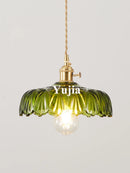 Axyaa Nordic Green Glass Pendant Lamp - Brass Ceiling Lighting for Kitchen Island