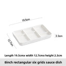 Axyaa Multi-Compartment Ceramic Seasoning Plate with Dipping Sauce, Barbecue Dish- White