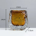 Axyaa Amber Wrinkle Glass Vase Hydroponics Floral Desk Decoration Artificial Flowers