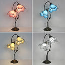 Axyaa Lotus Flower Tiffany Stained Glass Table Light Fixture, LED Bedroom Lamp