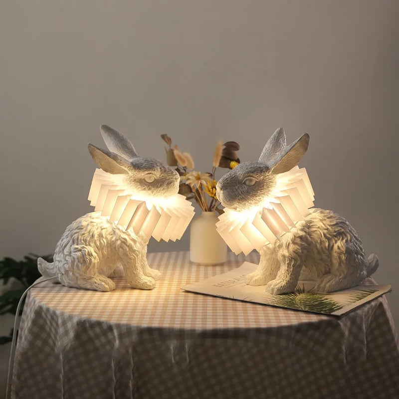 Axyaa Rabbit Table Lamp: Cute Danish Resin LED Night Light for Kids' Bedside