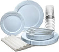 Axyaa Vintage Wedding Party Plastic Plates & Cutlery Set - 80 Guests