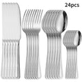 Axyaa 24-Piece Stainless Steel Silver Cutlery Set for Family, Hotel, and Restaurant