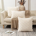 Axyaa Soft Plush Pineapple Grid Turtle Cushion Cover Cream White Sofa Pillow Cover