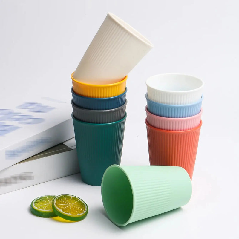 Axyaa Vertical Pattern Cup Set - 11pcs, Multi-color, Reusable Plastic Drinking Cups