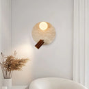 Axyaa Yellow Travertine LED Wall Lamps Indoor White Glass Stone Wood Stair Light