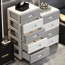 Axyaa 6 Tier Drawer Storage Cart, Gray/Brown, Mobile Organizer with Wheels.