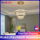 Modern Crystal Pendant Light Axyaa Gold Chrome Ceiling Chandelier with Remote Control
