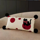 Axyaa Red New Year Kitten Pillow Cover for Living Room Sofa, Car Seat Cushion