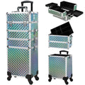 Axyaa 4 in 1 Rolling Makeup Train Case with Key, Wheels, Large Capacity