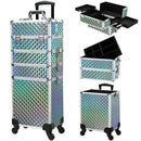 Axyaa 4 in 1 Rolling Makeup Train Case with Key, Wheels, Large Capacity