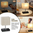 Axyaa Beige Bedside Lamp with USB Ports and Phone Stands