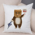 Axyaa Cartoon Cat Decorative Cushion Cover for Home, Sofa, Kids Room