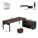 Axyaa 2-Piece Executive Office Desk & Lateral File Cabinet Combo, Business L-Shaped Computer Desk