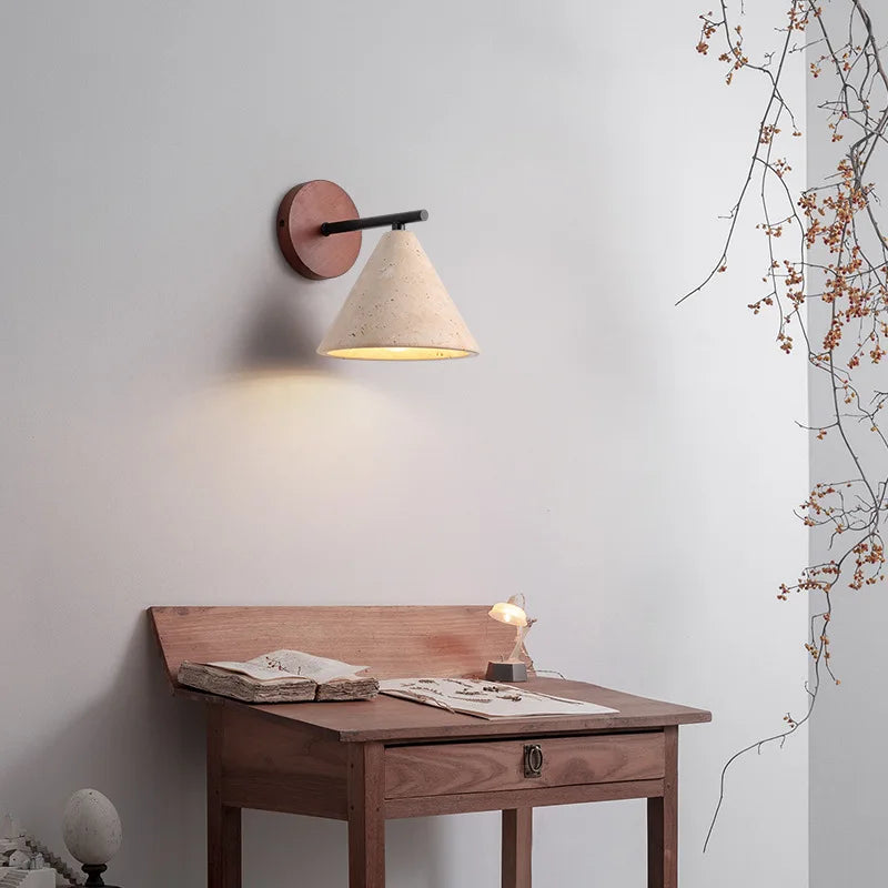 Axyaa Travertine Stone Sconce Wall Lamp with E27 Bulb