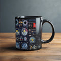Axyaa Aerospace Aircraft Instrument Panels Coffee Mug Black Ceramic Astronaut Gift