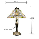 Axyaa Antique Tiffany Style Square Art Table Lamp, Stained Glass Metal Base