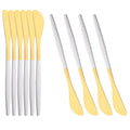 Axyaa Black Gold Butter Knife Set of 10 - Cheese Spreader Set