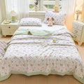 Axyaa Washed Cotton Printed Summer Quilt - Machine Washable Thin Quilt
