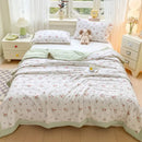 Axyaa Washed Cotton Printed Summer Quilt - Machine Washable Thin Quilt